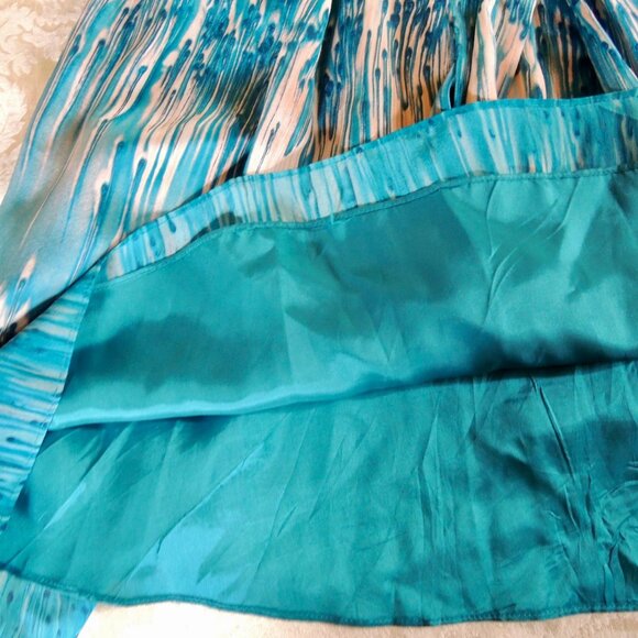 Anthro Lil Blue & Peach Caballo Falls 100% Silk Dress 4 - Picture 7 of 14